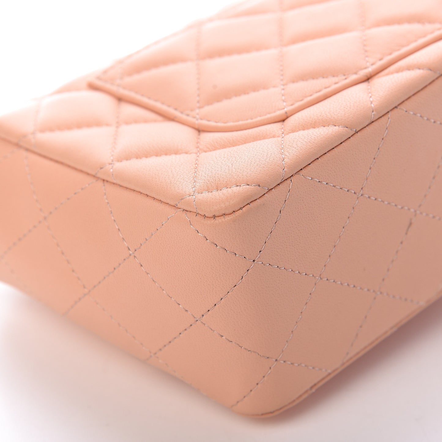 Lambskin Quilted Mini Rectangular Flap Light Pink