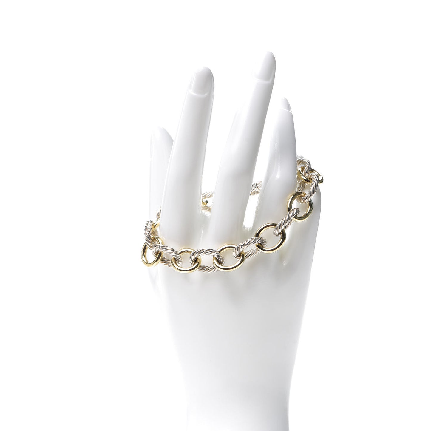 Sterling Silver 18K Yellow Gold 12mm Large Oval Link Bracelet