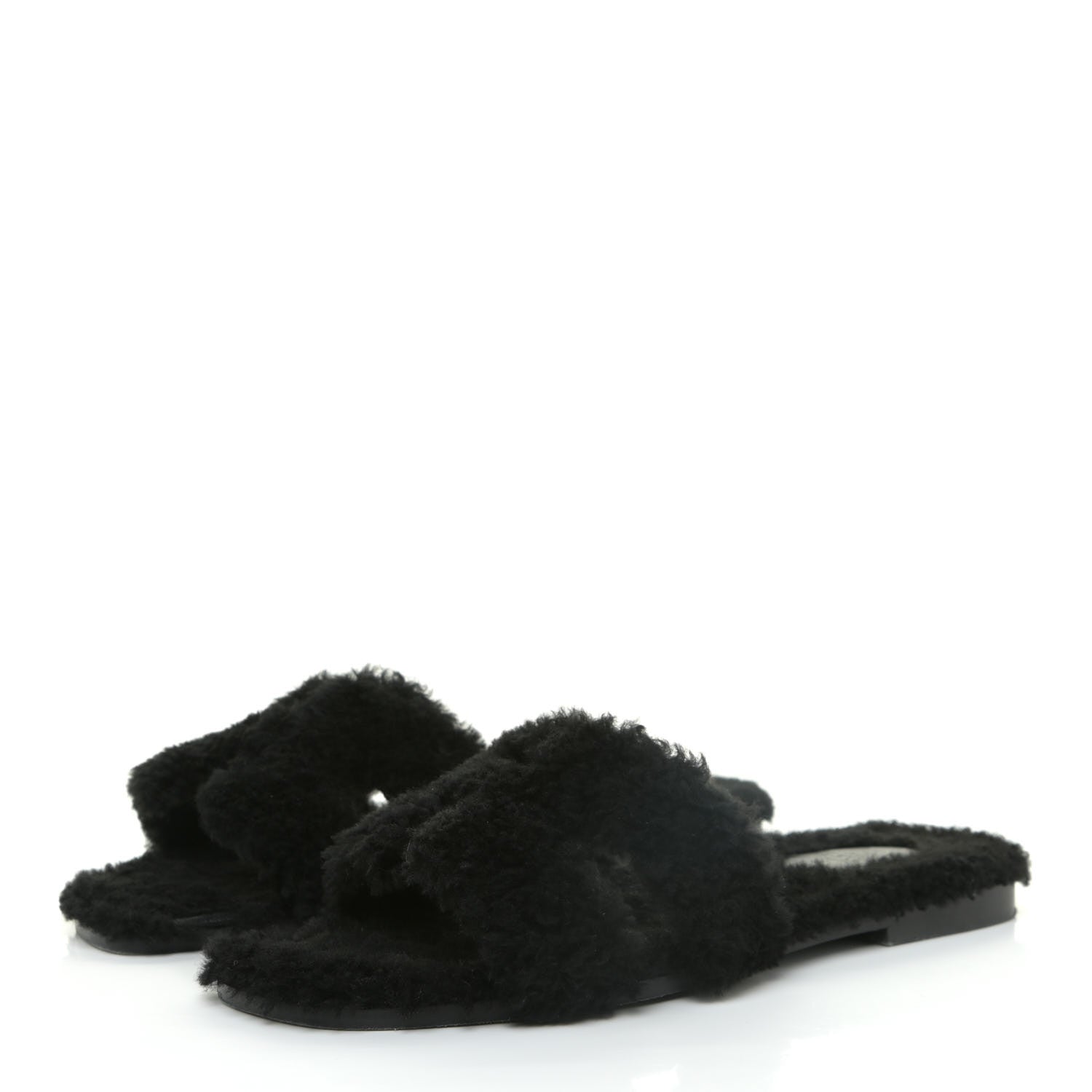 Hermes Woolskin Oran Sandals 38 Black 2 of 14