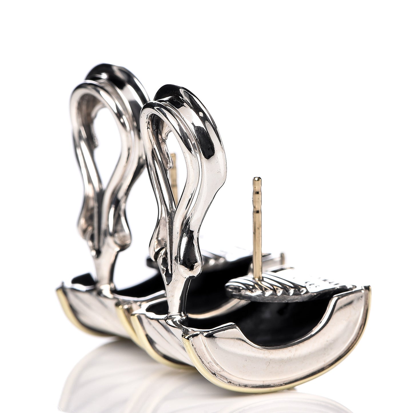 Sterling Silver 14K Yellow Gold Cable Classics Cigar Band Earrings