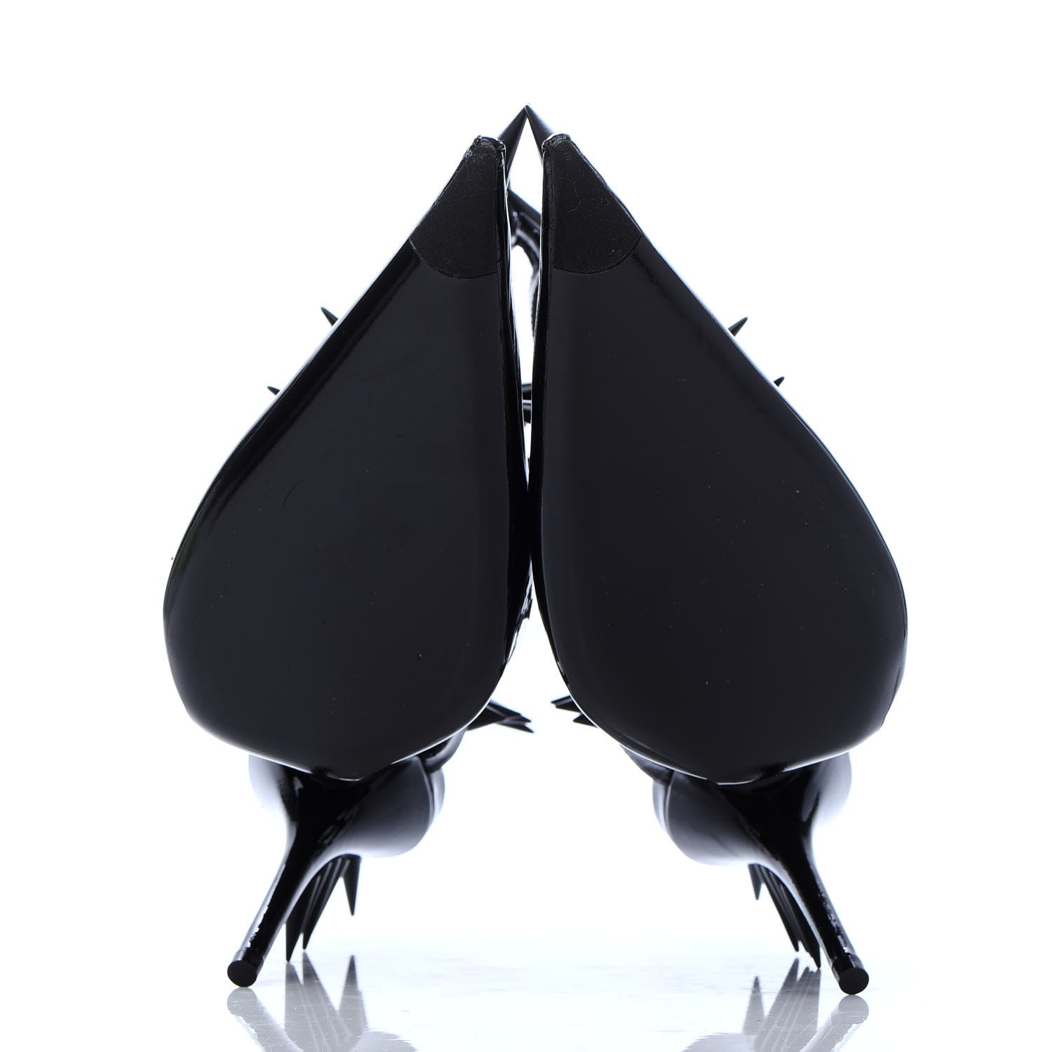 Balenciaga Glossy Calfskin Spiked Pumps 38 Black 6 of 9
