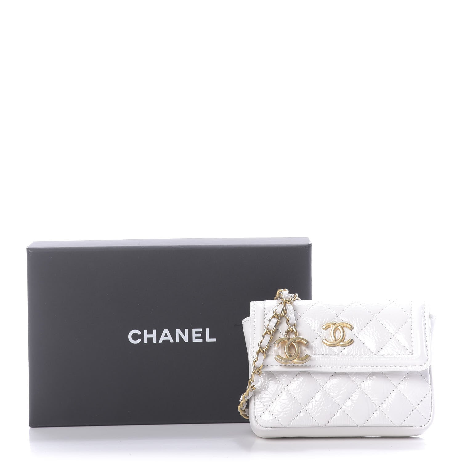 Chanel Shiny Aged Calfskin Quilted Waist Belt Bag White 13 of 13