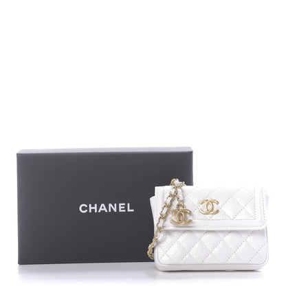 Chanel Shiny Aged Calfskin Quilted Waist Belt Bag White 13 of 13