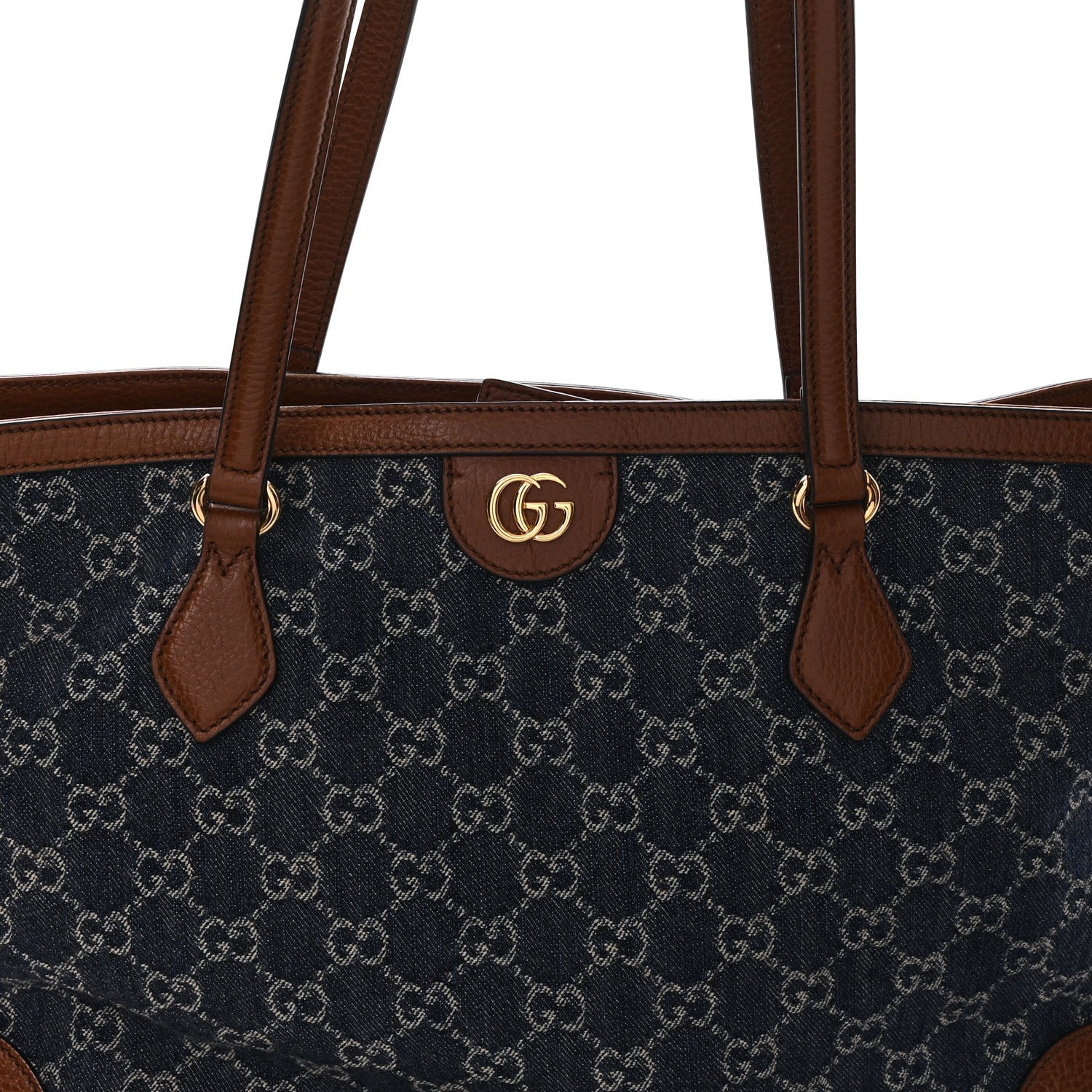 Gucci New Denim GG Monogram Medium Ophidia Shopping Tote Blue Tea Cuir 8 of 11