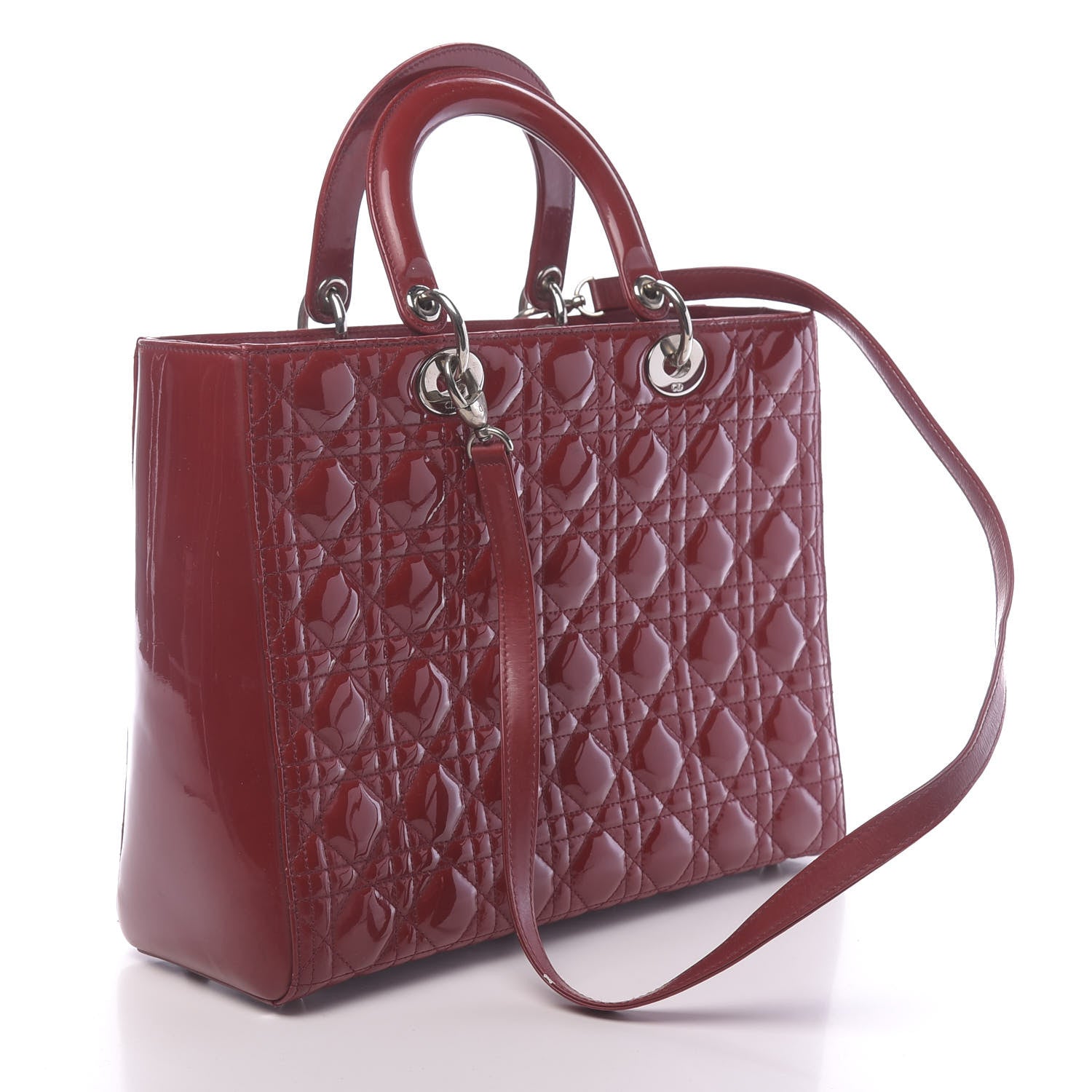 Christian Dior Patent Cannage Large Lady Dior Red 3 of 14