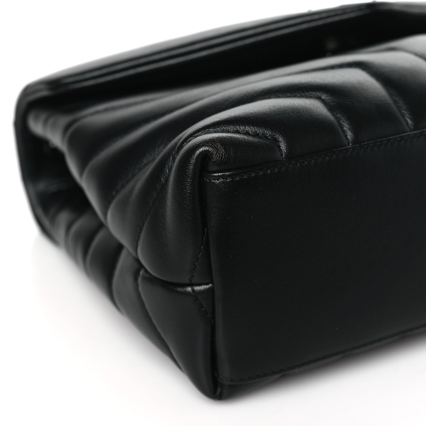 Calfskin Y Quilted Monogram Monochrome Small Loulou Chain Satchel Black