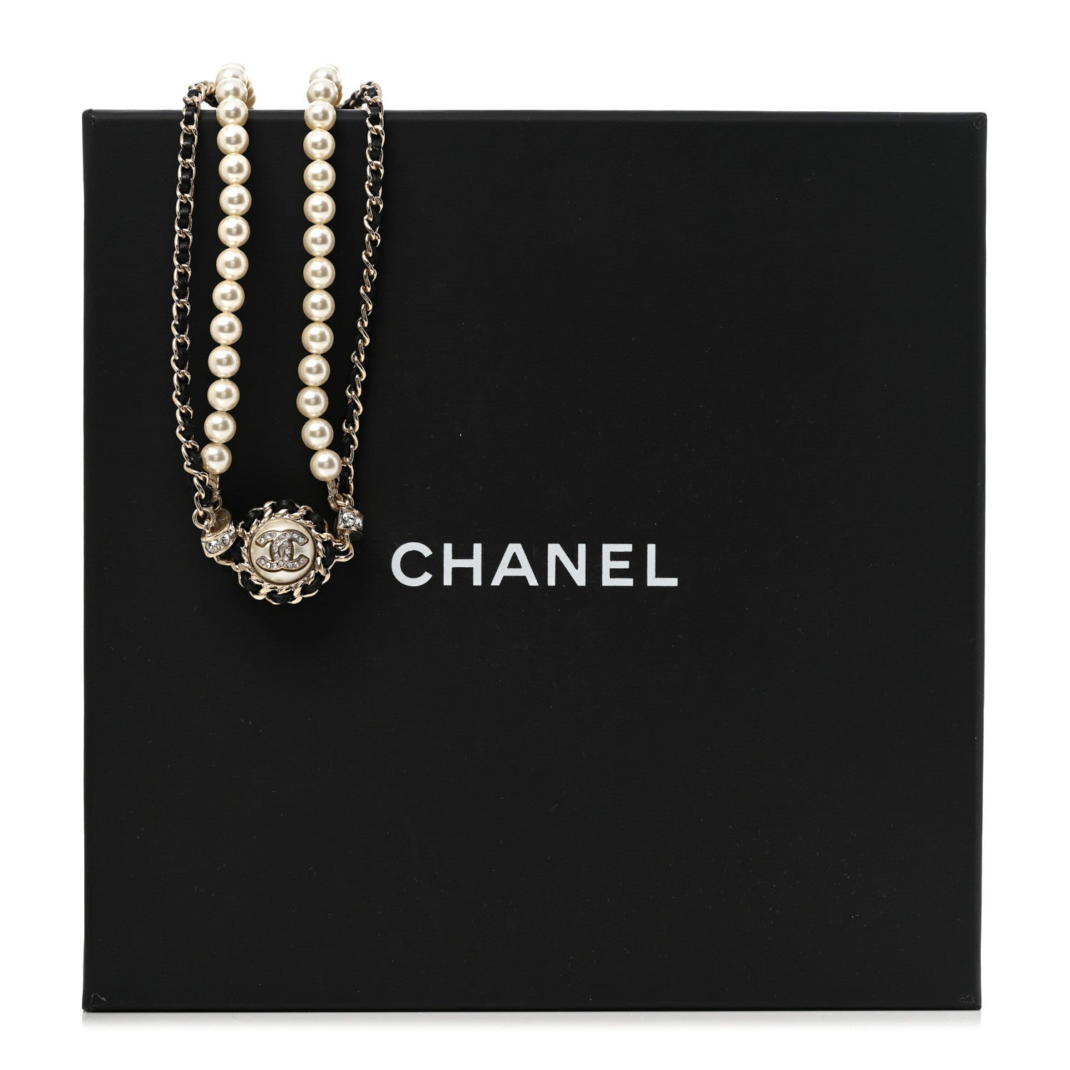 Chanel Pearl Crystal Lambskin CC Choker Gold Black 7 of 7