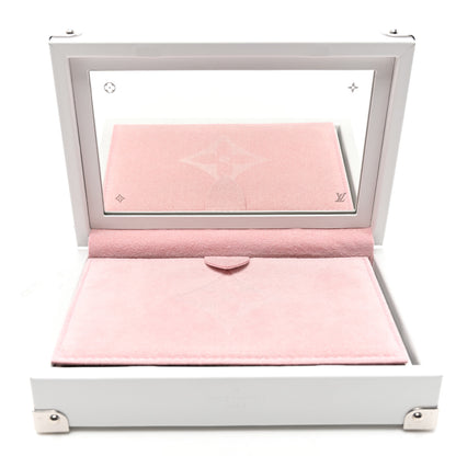 Louis Vuitton Calfskin Mirror Monogram Etched Jewelry Box Trunksu White 6 of 10