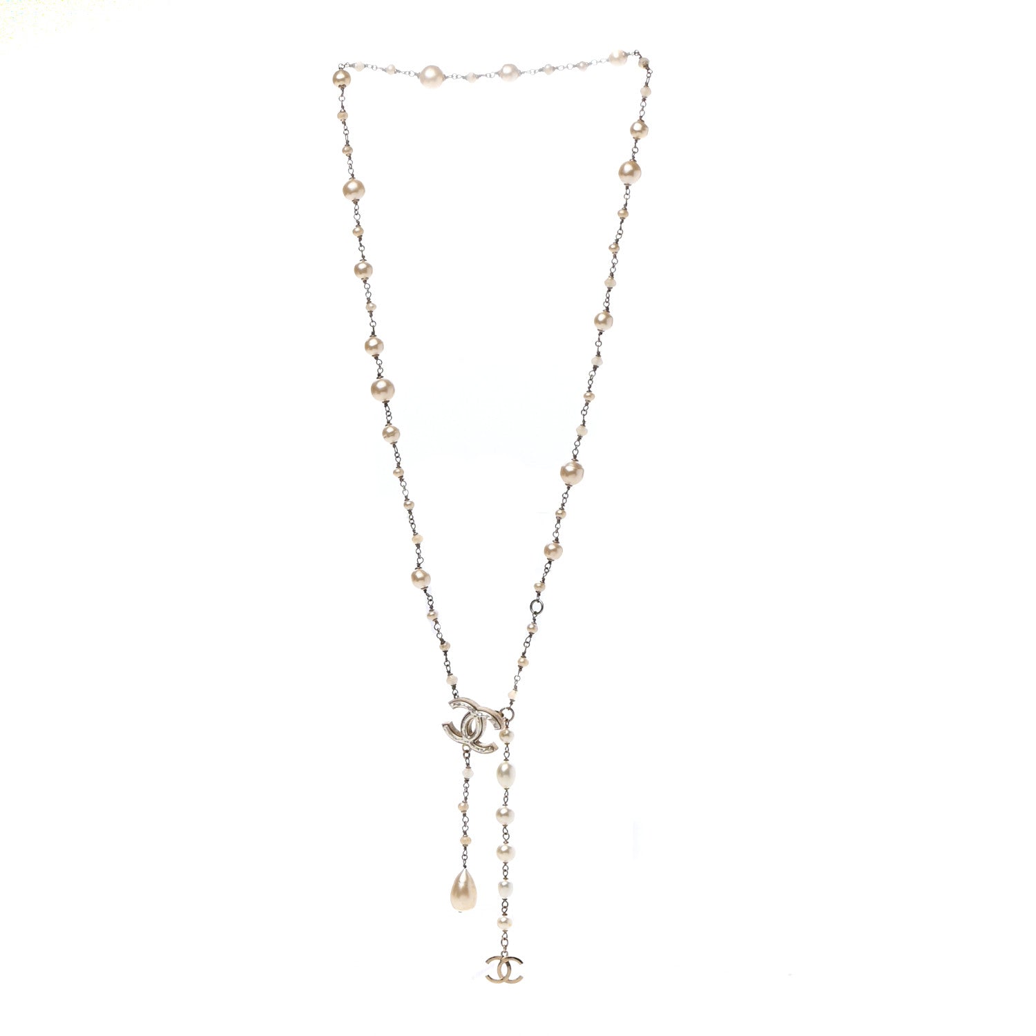 Chanel Irregular Pearl CC Long Necklace Light Gold 3 of 6