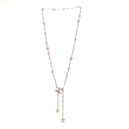 Chanel Irregular Pearl CC Long Necklace Light Gold 3 of 6