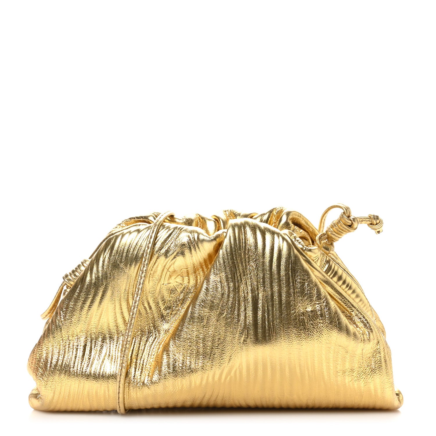 Bottega Veneta ゴールド パーティーバッグ Bottega Veneta Metallic Bark Calfskin The Mini Pouch Gold 1698085