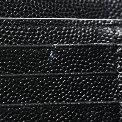Saint Laurent Grain De Poudre Matelasse Chevron Monogram Compact Zip Around Wallet Black 8 of 8