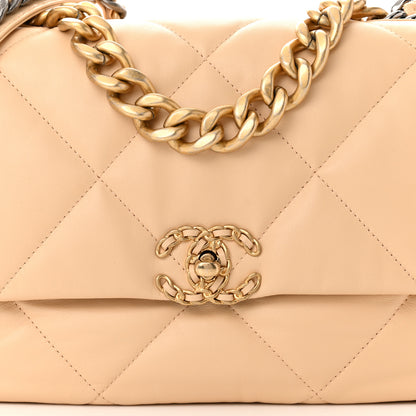 Chanel Goatskin Quilted Large Chanel 19 Flap Beige 8 of 10