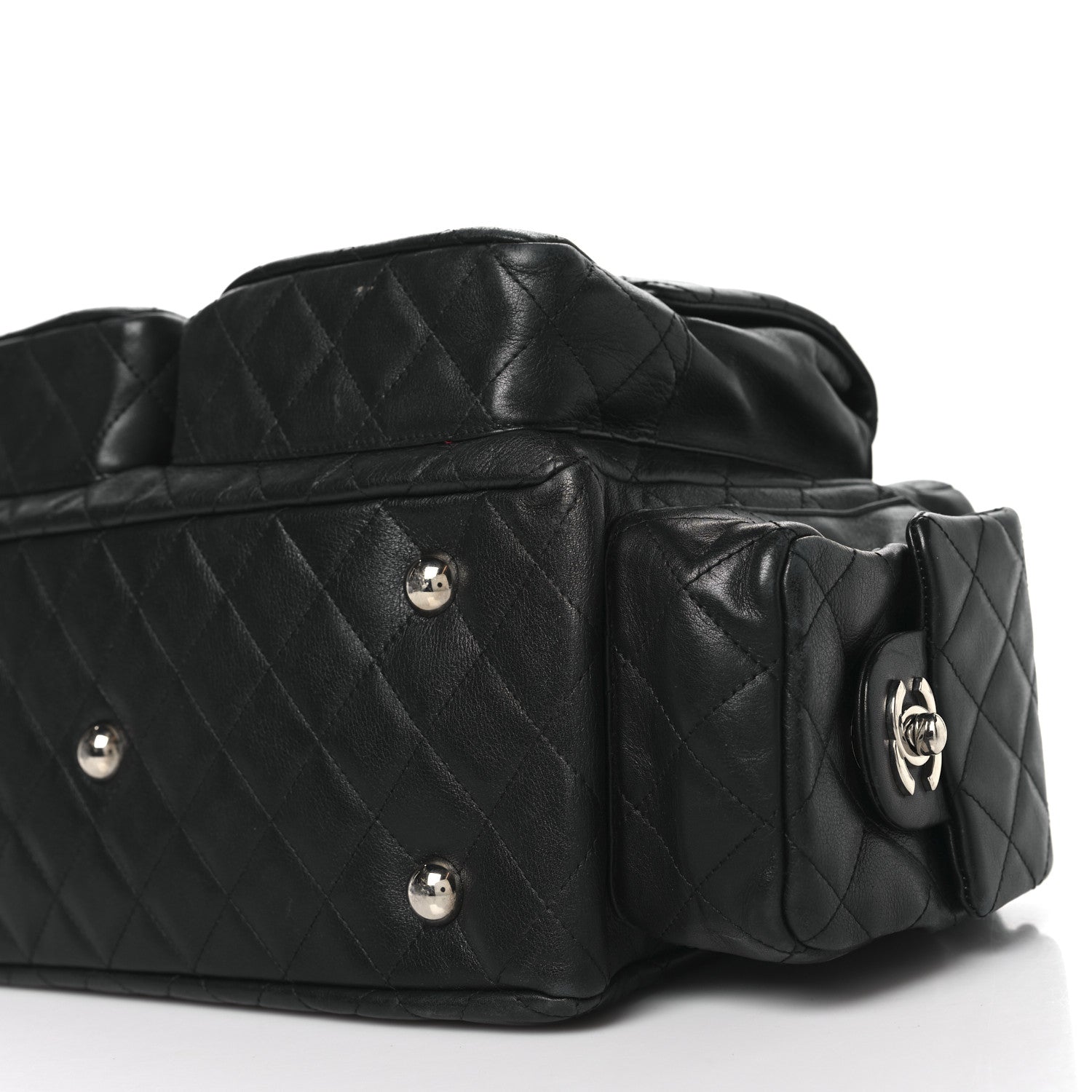 Chanel Calfskin Quilted Large Cambon Multipocket Reporter Black White 10 of 15