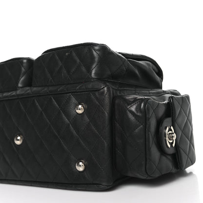 Chanel Calfskin Quilted Large Cambon Multipocket Reporter Black White 10 of 15