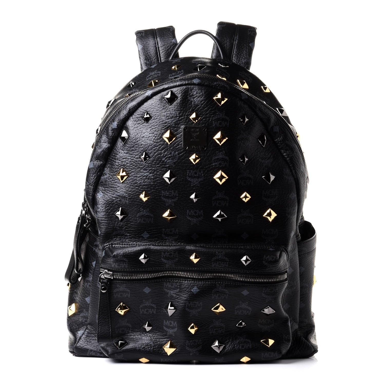 MCM Visetos Medium Studded Stark Backpack Black 1 of 10