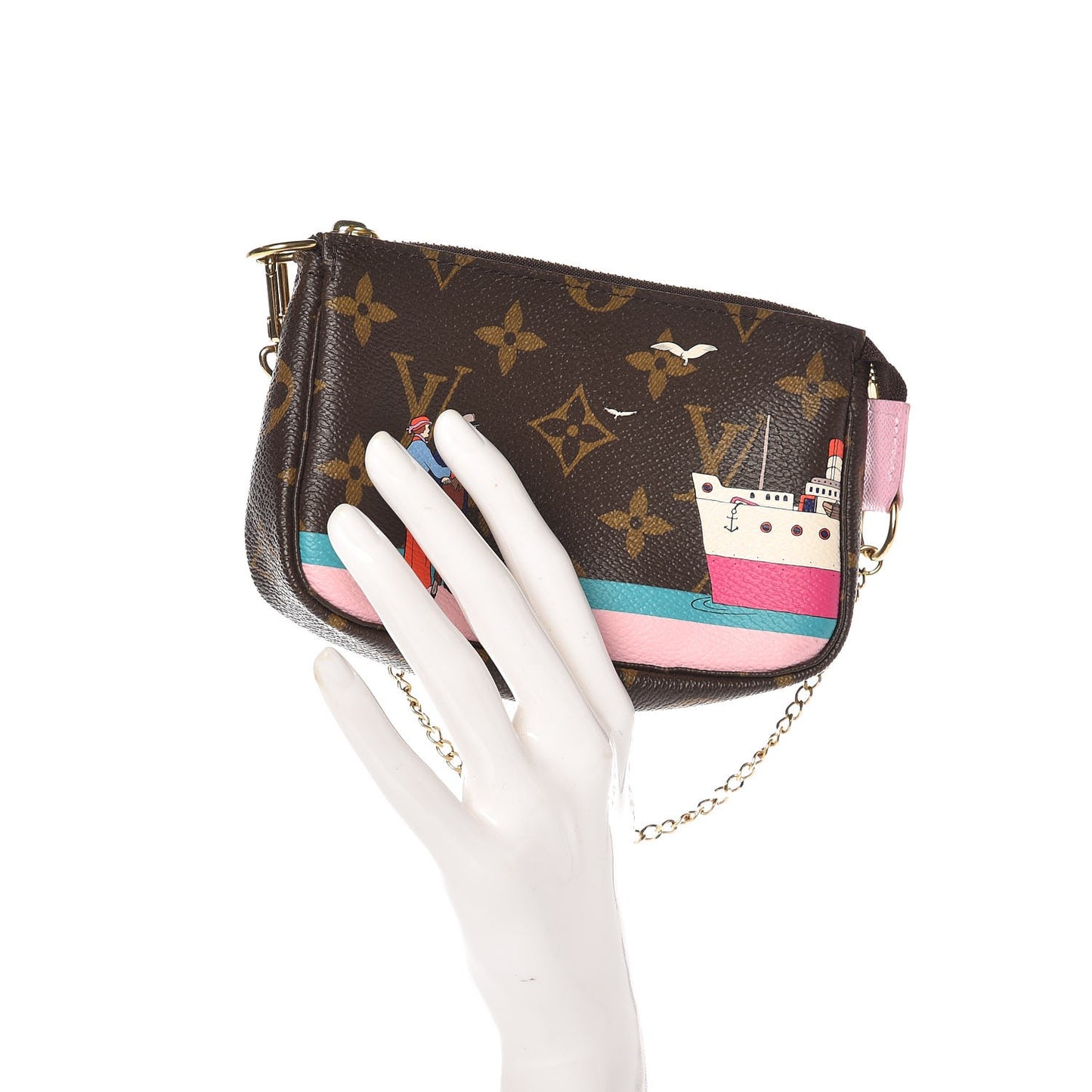Monogram 2016 Christmas Animation Mini Pochette Accessories Rose Ballerine