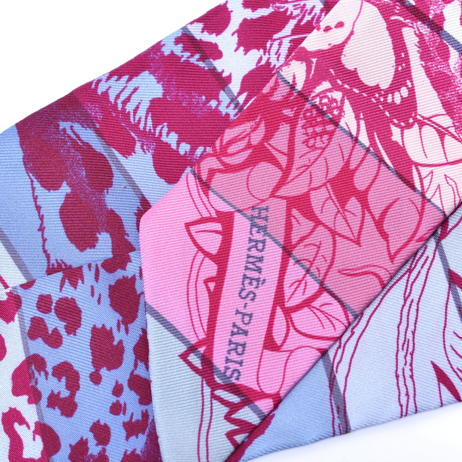 Hermes Silk Jungle Love Rainbow Twilly Fuchsia Bleu Ciel 2 of 4