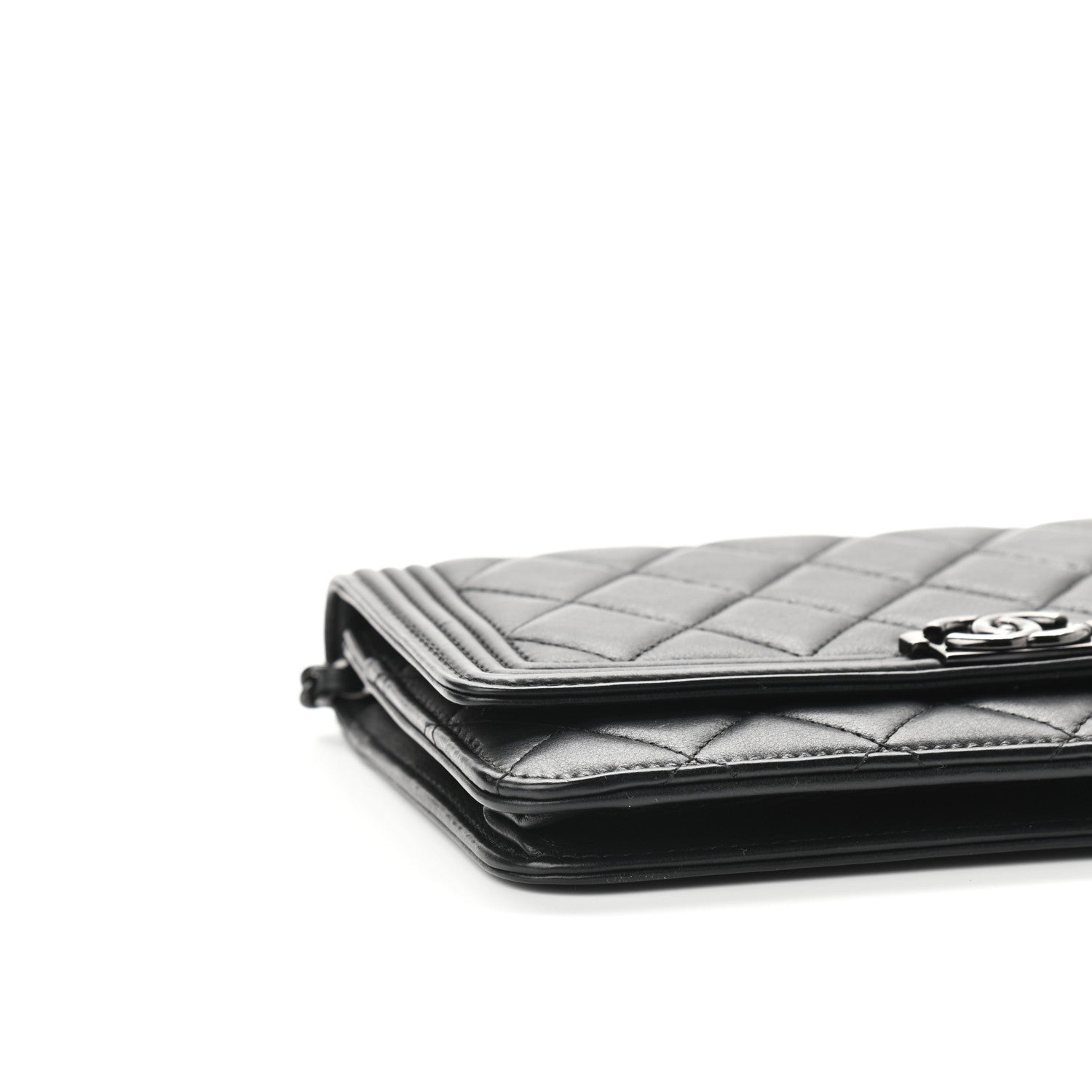 Chanel Lambskin Quilted Boy Wallet On Chain WOC So Black 10 of 11
