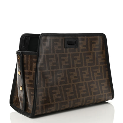 Fendi Glazed Fabric Vitello Century FF 1974 Stamp Patch Mini Peekaboo Defender Cover Mogano Panna Black 4 of 8