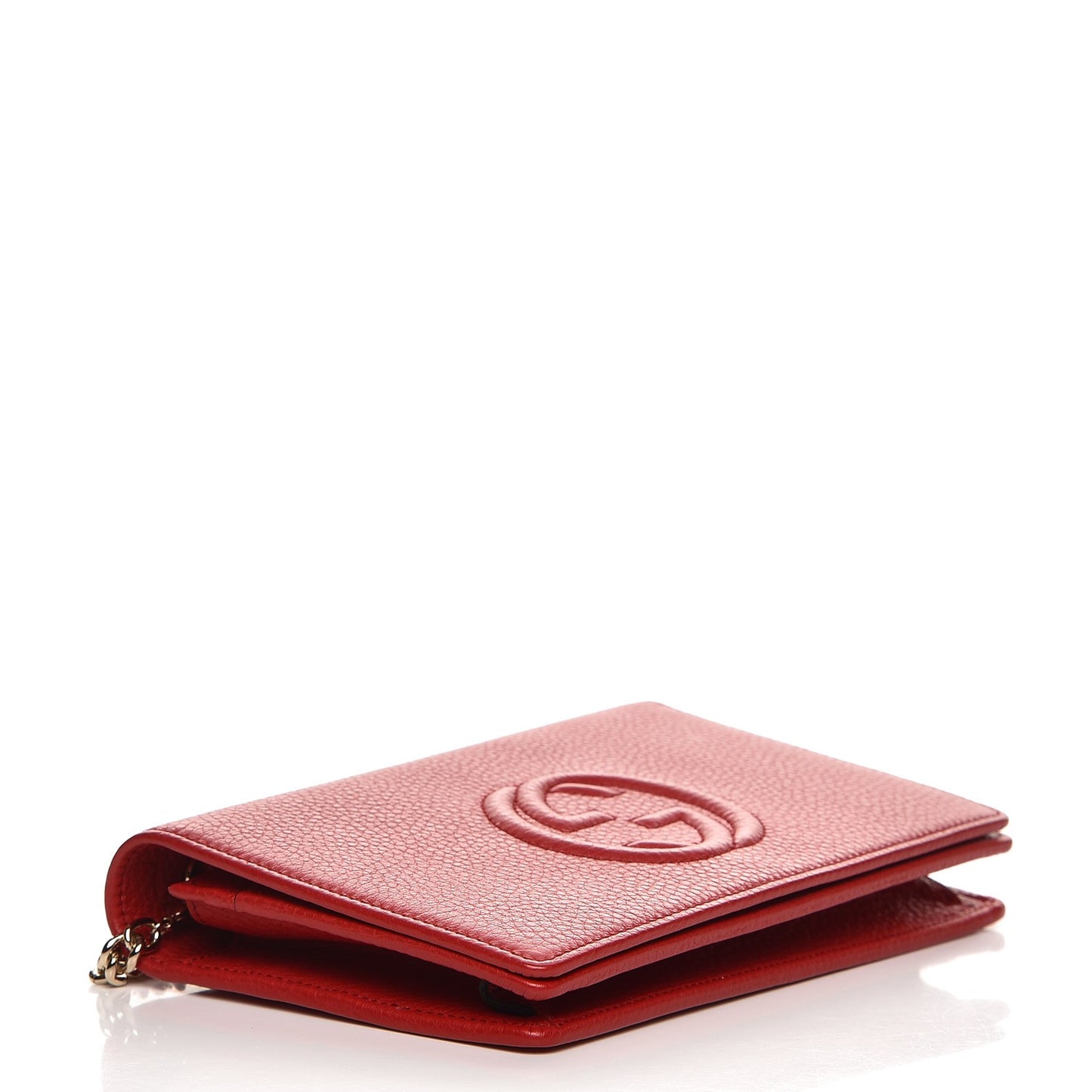 Pebbled Calfskin Soho Wallet on Chain Tabasco Red