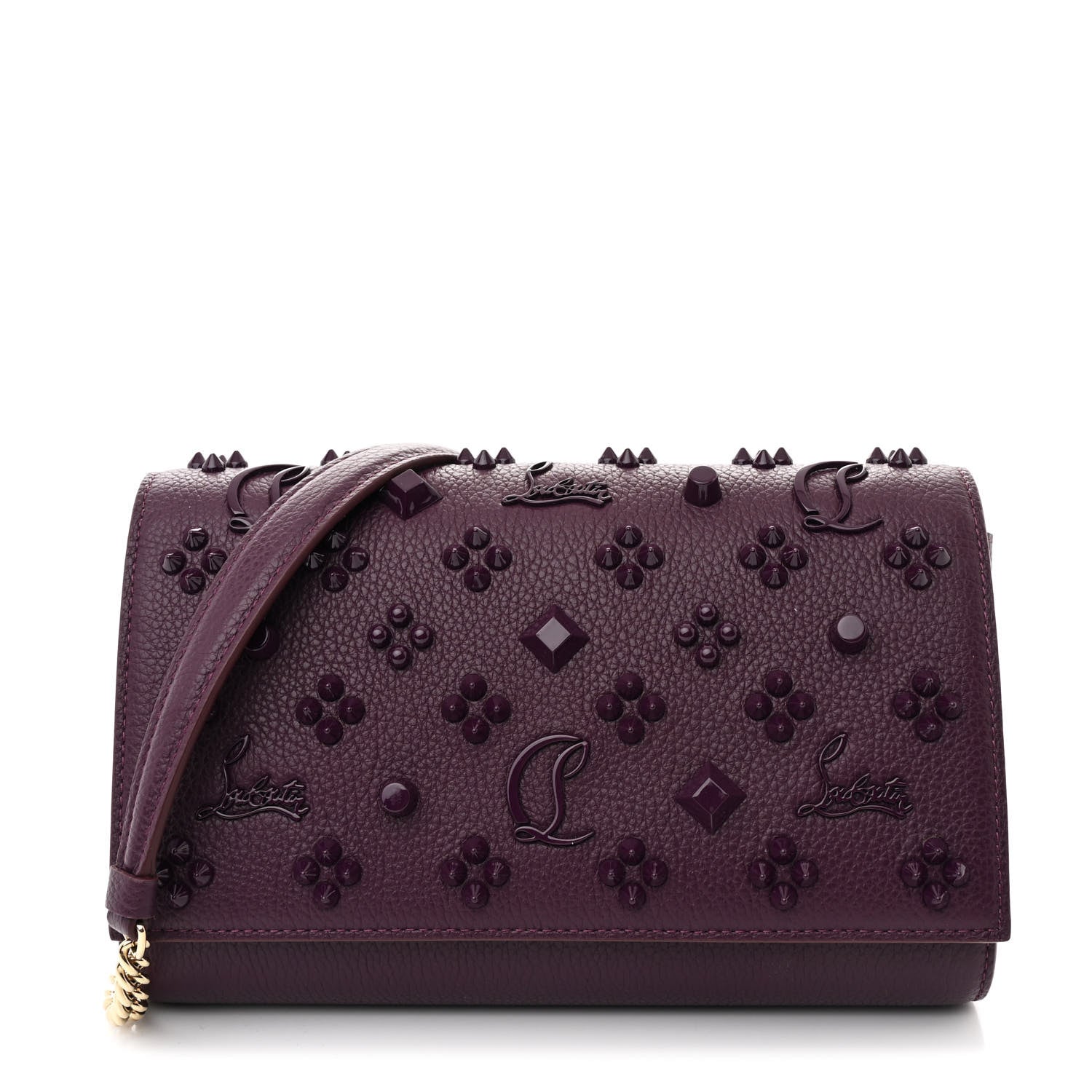 Christian Louboutin Calfskin Spikes Loubinthesky Paloma Clutch Merlot 1 of 10