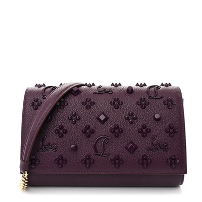 Christian Louboutin Calfskin Spikes Loubinthesky Paloma Clutch Merlot 1 of 10
