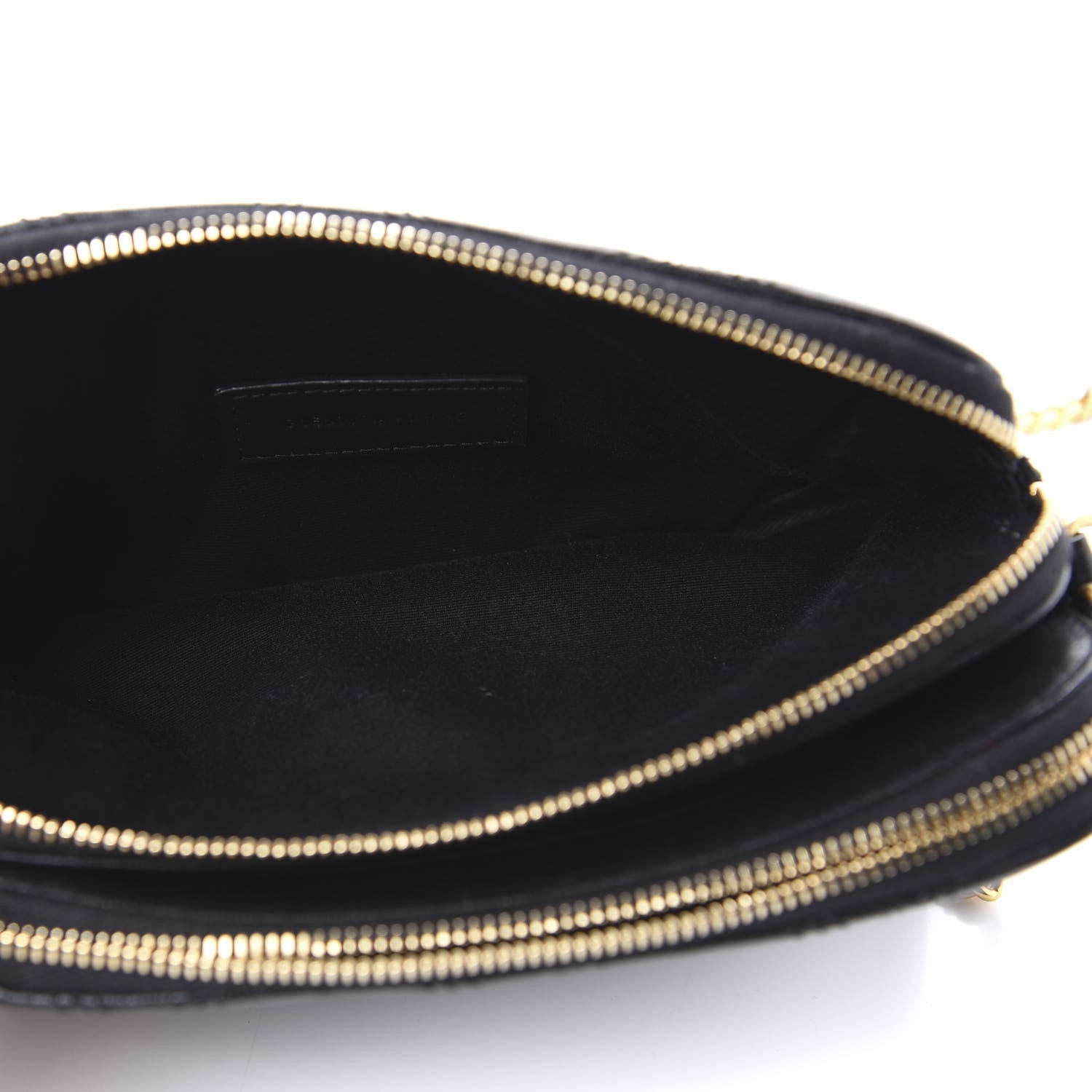 Saint Laurent Grained Lambskin Quilted Mini Becky Double Zip Bag Black 7 of 12
