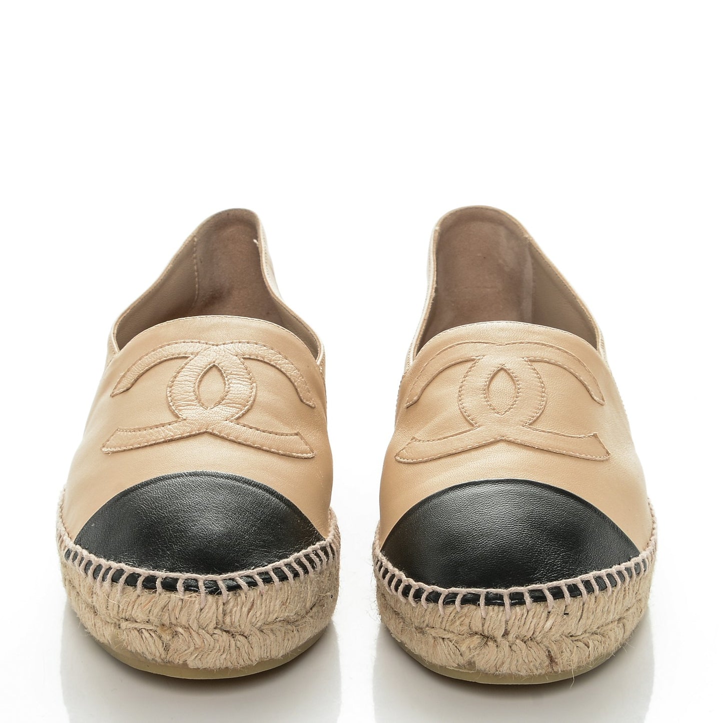 Lambskin CC Espadrilles 42 Beige Black