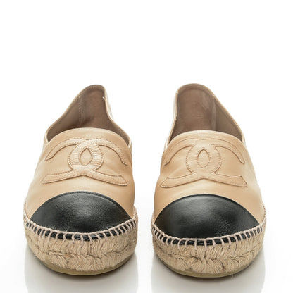 Chanel Lambskin CC Espadrilles 42 Beige Black 2 of 7