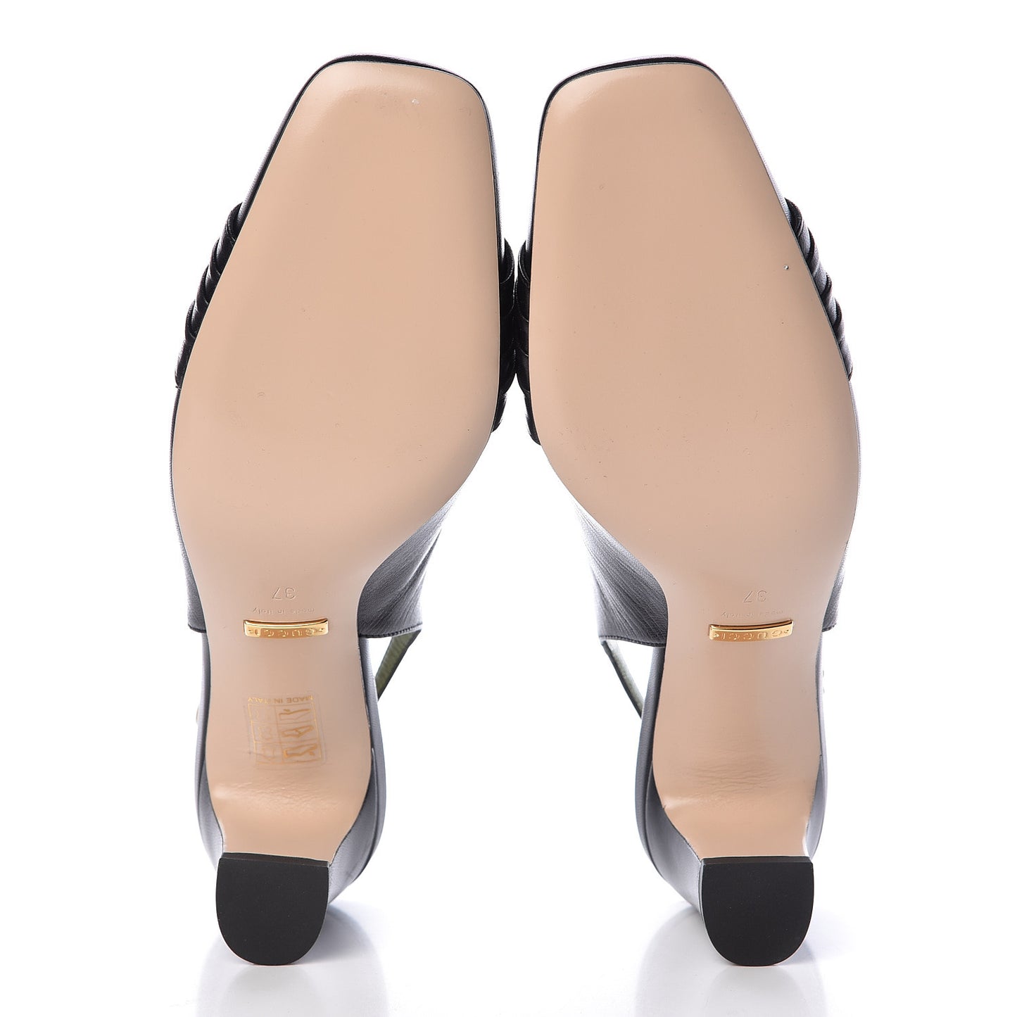 Malaga Kid Half Moon GG Square Toe Slingback Pumps 37 Black