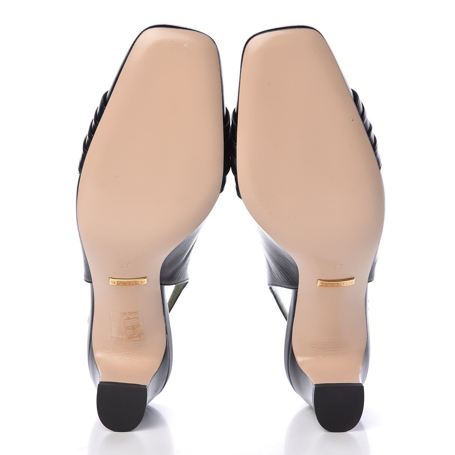 Gucci Malaga Kid Half Moon GG Square Toe Slingback Pumps 37 Black 5 of 8