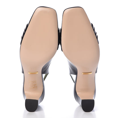 Gucci Malaga Kid Half Moon GG Square Toe Slingback Pumps 37 Black 5 of 8