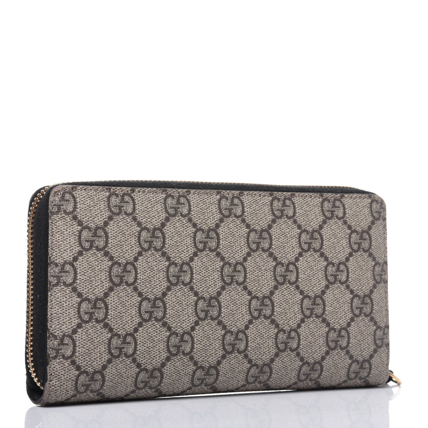 GG Supreme Monogram Moon Calfskin Zip Around Wallet Beige Ebony Black