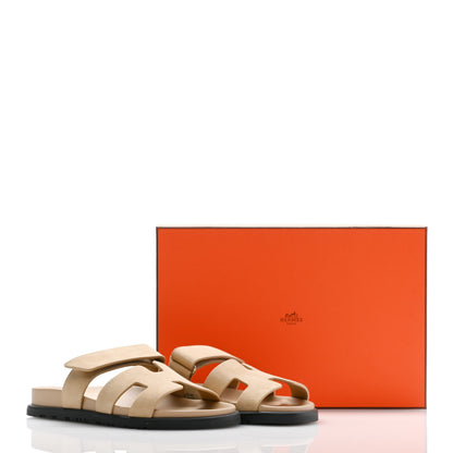 Hermes Suede Goatskin Womens Chypre Sandals 37 Beige Argile 9 of 9