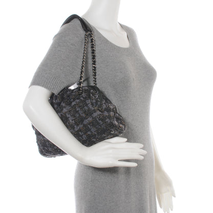 Chanel Tweed Paris NY Framed Pleated Pouch Bag Grey 2 of 9