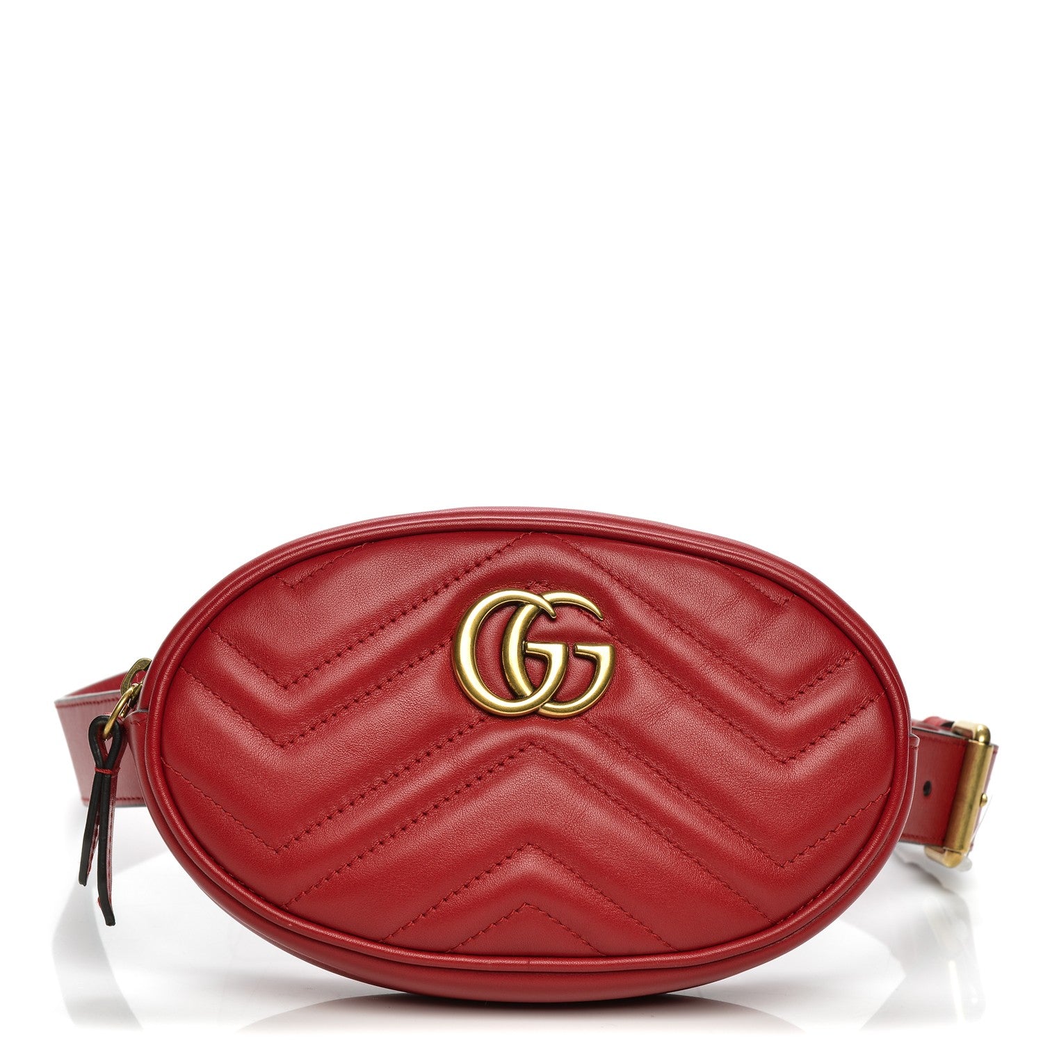 Gucci Calfskin Matelasse GG Marmont Belt Bag 75 30 Hibiscus Red 1 of 8