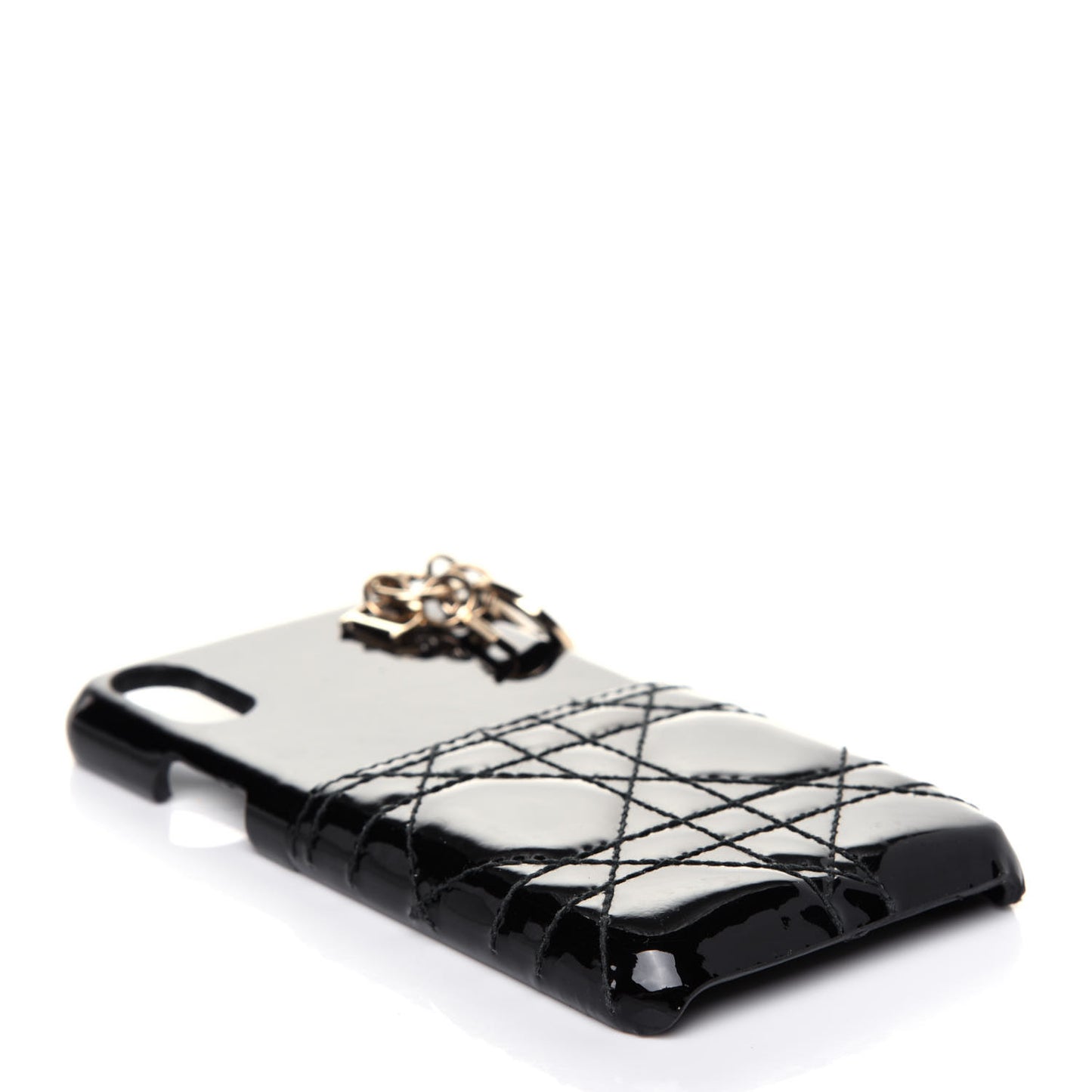 Patent Tech Calfskin Cannage Lady Dior Tech iPhone X XS Case Black