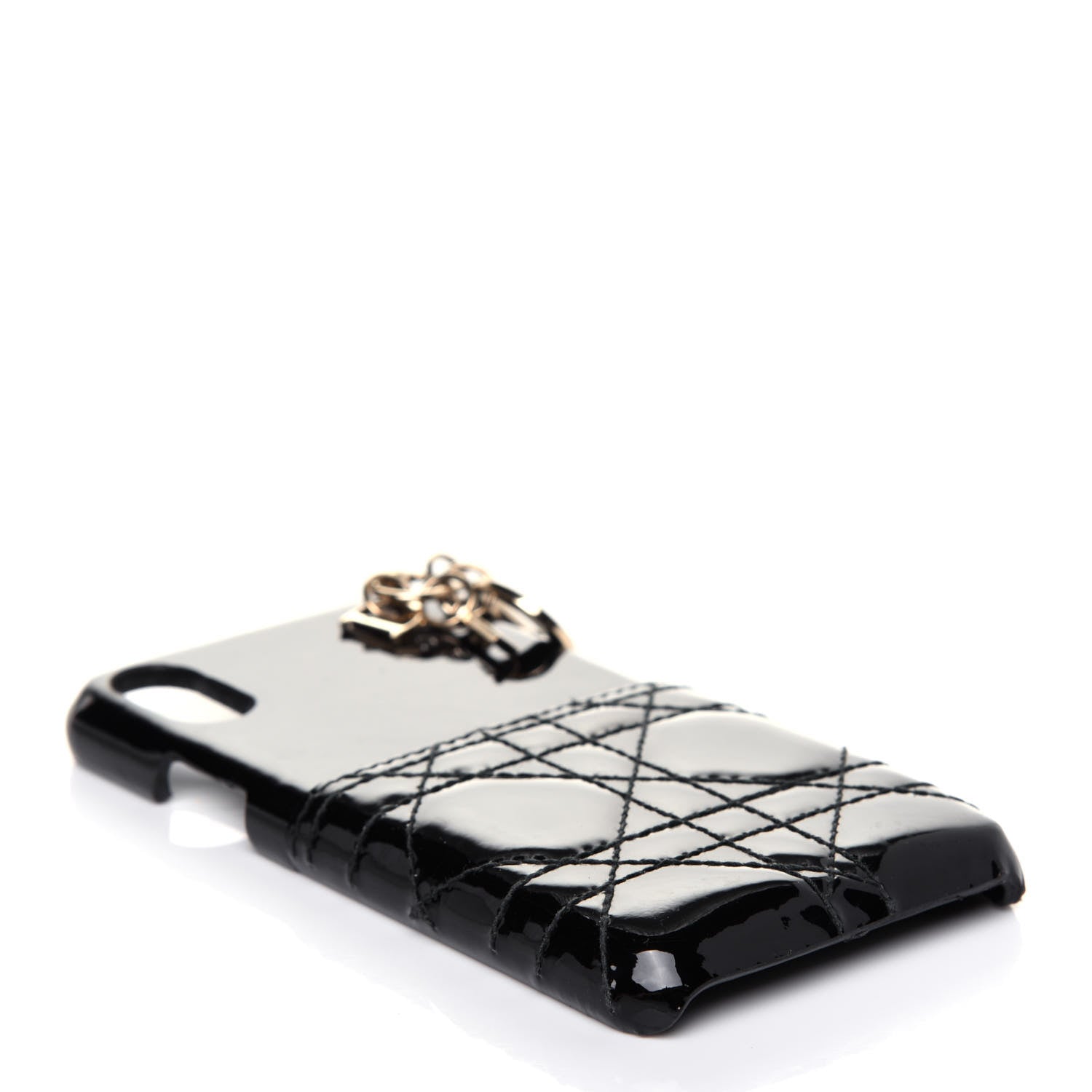 Christian Dior Patent Tech Calfskin Cannage Lady Dior Tech iPhone X XS Case Black 4 of 12