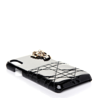 Christian Dior Patent Tech Calfskin Cannage Lady Dior Tech iPhone X XS Case Black 4 of 12