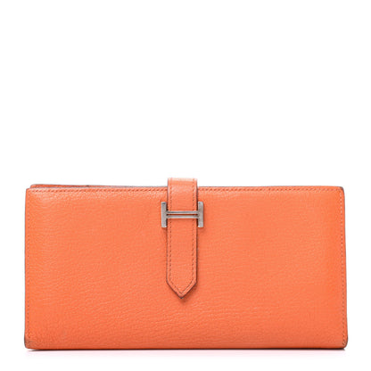 Hermes Chevre Mysore Bearn Gusset Wallet Orange 1 of 8