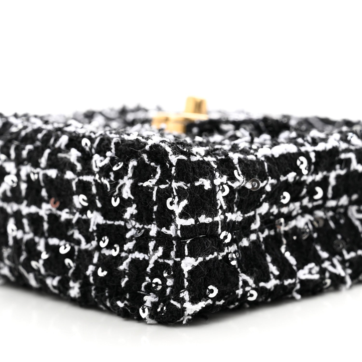 Chanel Tweed Quilted Mini Nano Kelly Shopper Black White 10 of 11