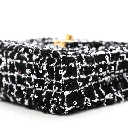 Chanel Tweed Quilted Mini Nano Kelly Shopper Black White 10 of 11