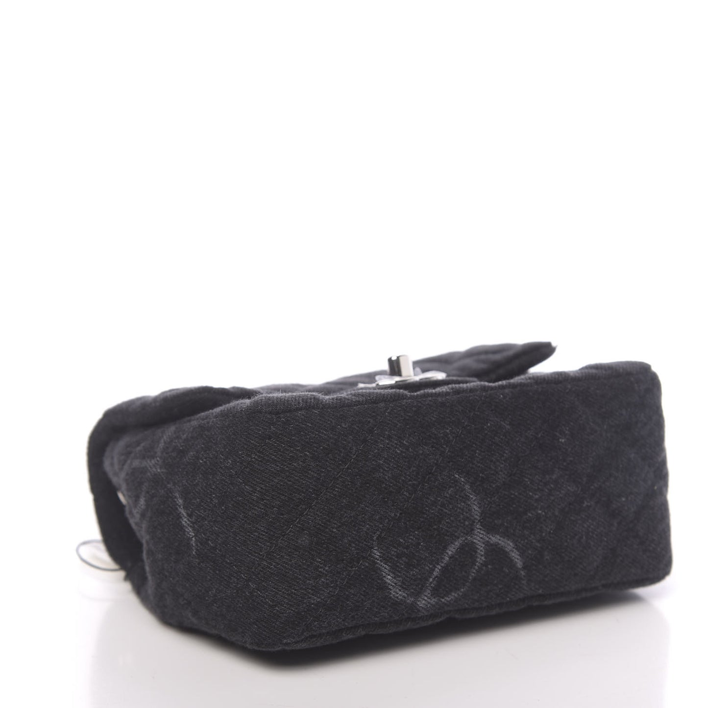 Denim CC Quilted Mini Square Flap Black