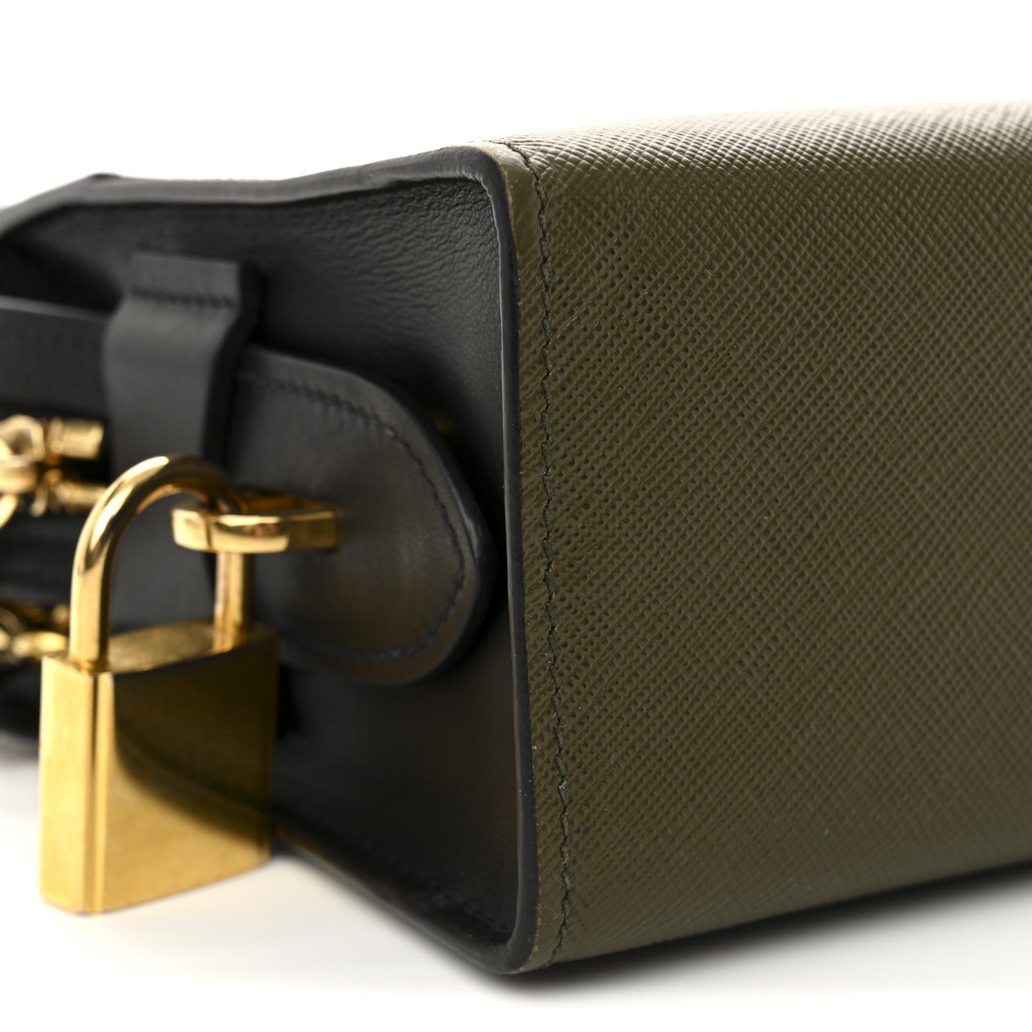 Prada Saffiano City Calfskin Bandoliera Bag Militare Black 9 of 11