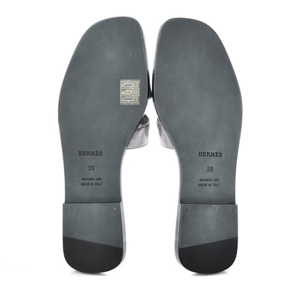 Hermes Metallic Nappa Calfskin Oran Sandals 39 Argent 7 of 9