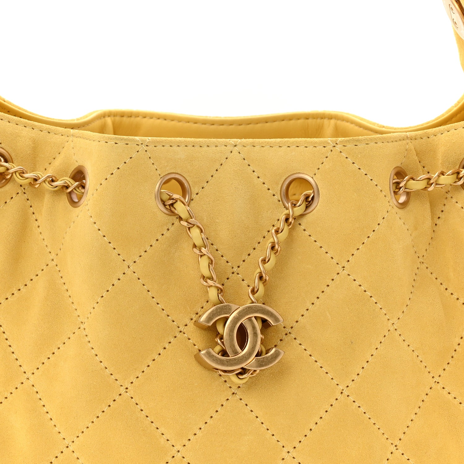 Chanel Suede Quilted Mini Chanel 25 Handbag Yellow 8 of 11