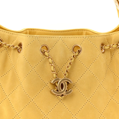 Chanel Suede Quilted Mini Chanel 25 Handbag Yellow 8 of 11