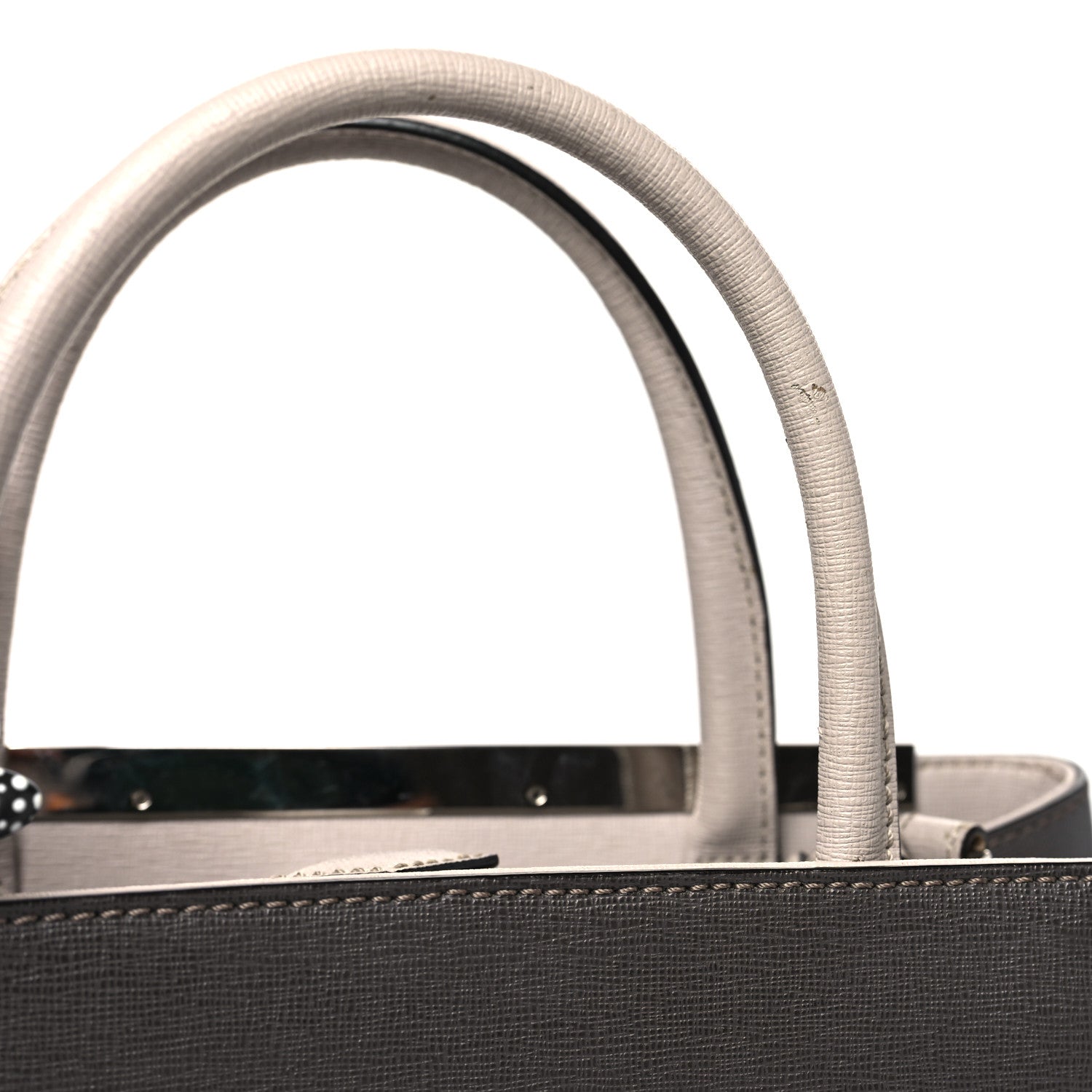 Fendi Vitello Elite Monster Eyes Studded Petite 2Jours Tote Carbone White Multicolor 11 of 12