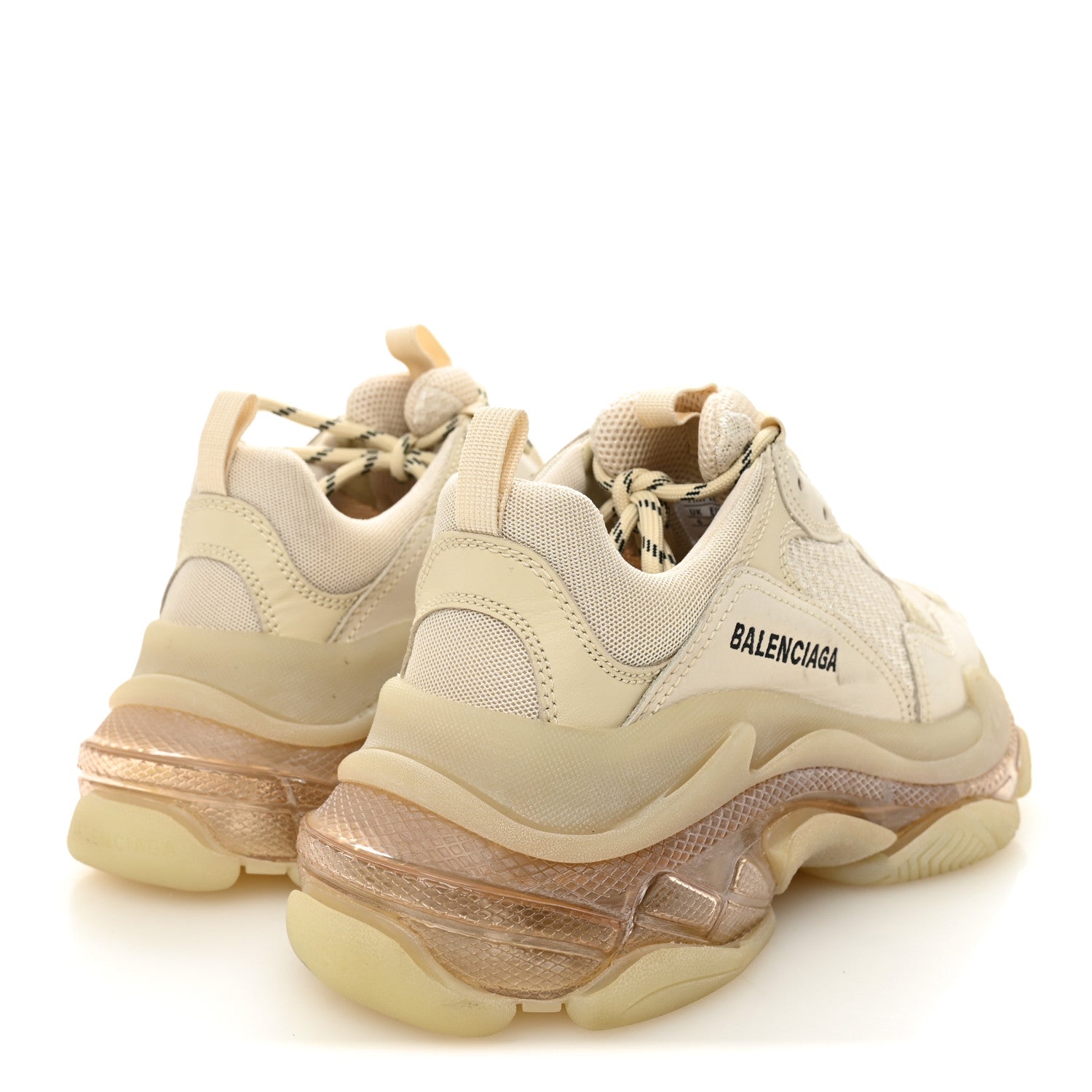 Balenciaga Fabric Mesh Clear Sole Womens Triple S Sneakers 39